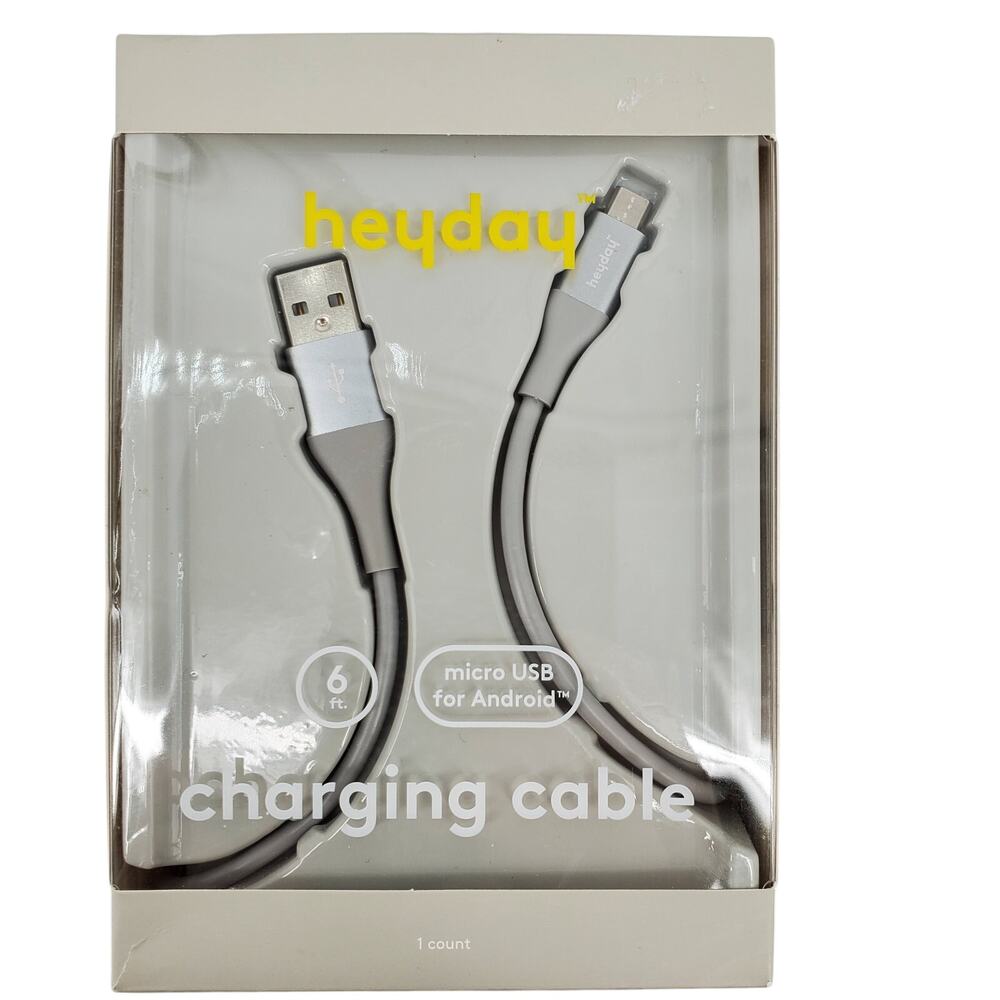 heyday 6‎ Foot Micro USB Charging Cable For Android New In Box
